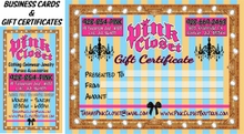 Pink Closet Business Card and Gift Certificate by South Side Signs